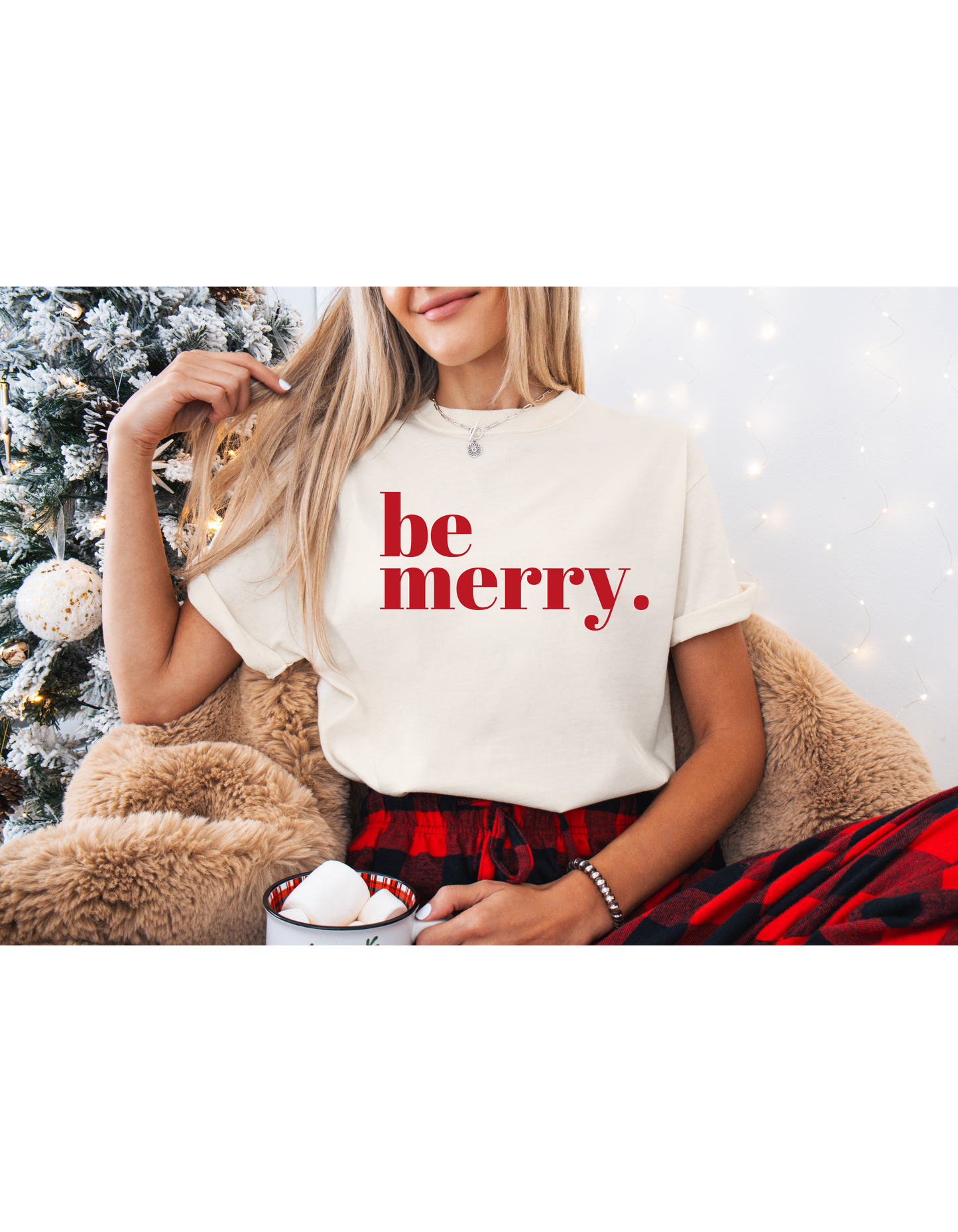 Christmas 'Be Merry' Unisex Garment-Dyed T-shirt, Holiday Tee, Festive Shirt, Xmas Apparel, Gift for Men and Women